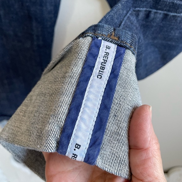 BANANA REPUBLIC CROPPED DENIM JEANS DARK BLUE CUFFED POCKETS ZIPPER CAPRI - Picture 11 of 12